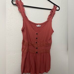 Maurices Women's Lace Trim Button-Down Top - Pink